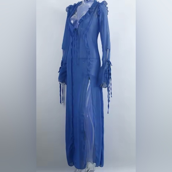 Blue Lagoon Sheer Maxi Swimsuit Coverup Dress - Picture 5 of 10